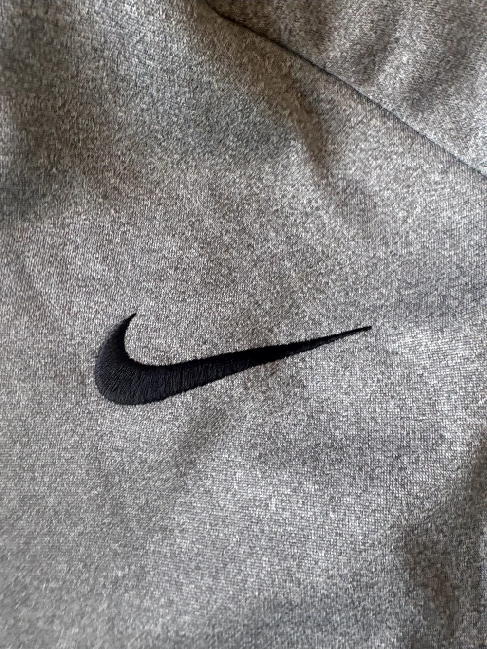 Nike Men's Heather Gray Quarter-Zip Pullover with Black Swoosh